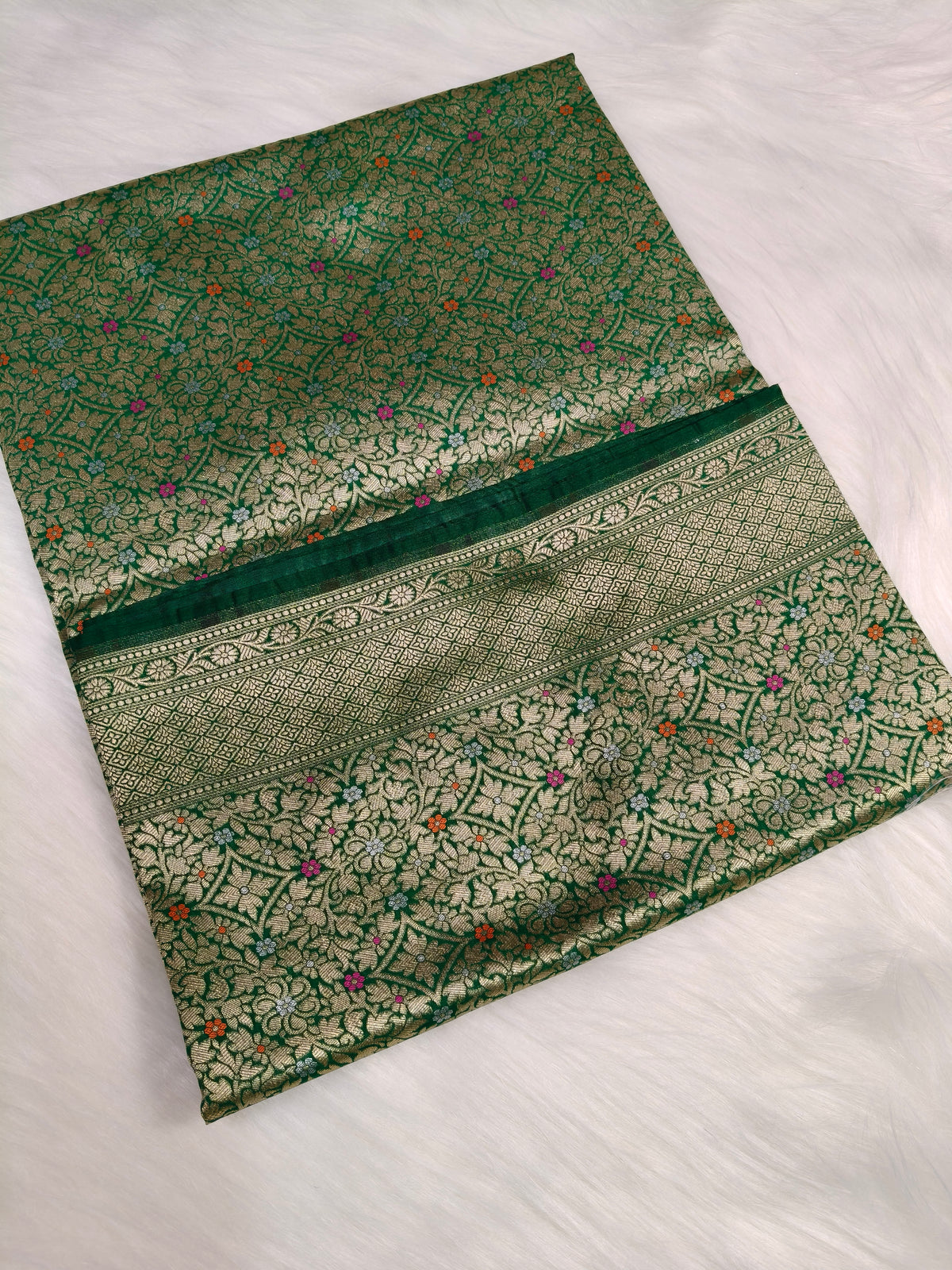 Banarasi Tanchhui Minakari Saree Green Shade With Multi Color Mina BTS020