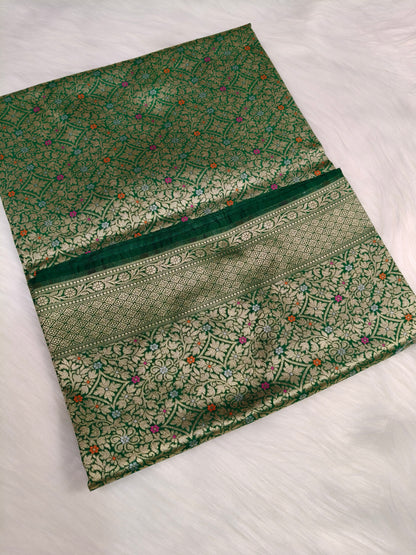 Banarasi Tanchhui Minakari Saree Green Shade With Multi Color Mina BTS020