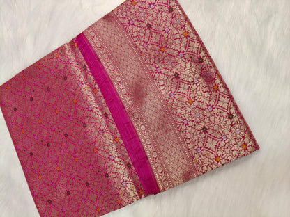 Banarasi Tanchhui Minakari Saree Red Rani Shade With Multi Color Mina BTS021