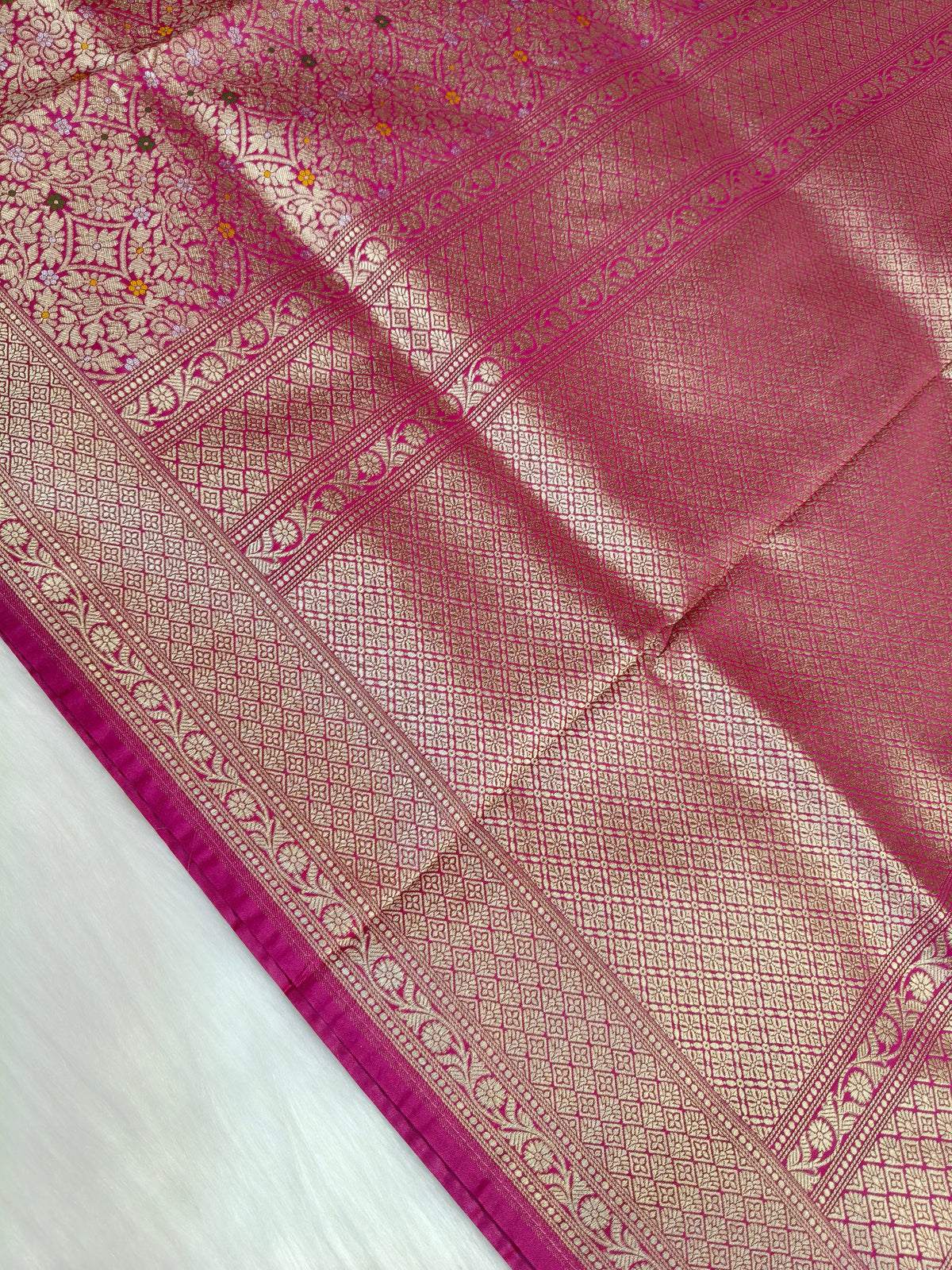 Banarasi Tanchhui Minakari Saree Red Rani Shade With Multi Color Mina BTS021