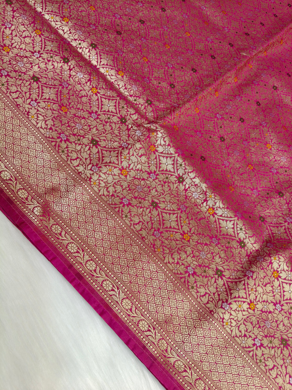 Banarasi Tanchhui Minakari Saree Red Rani Shade With Multi Color Mina BTS021