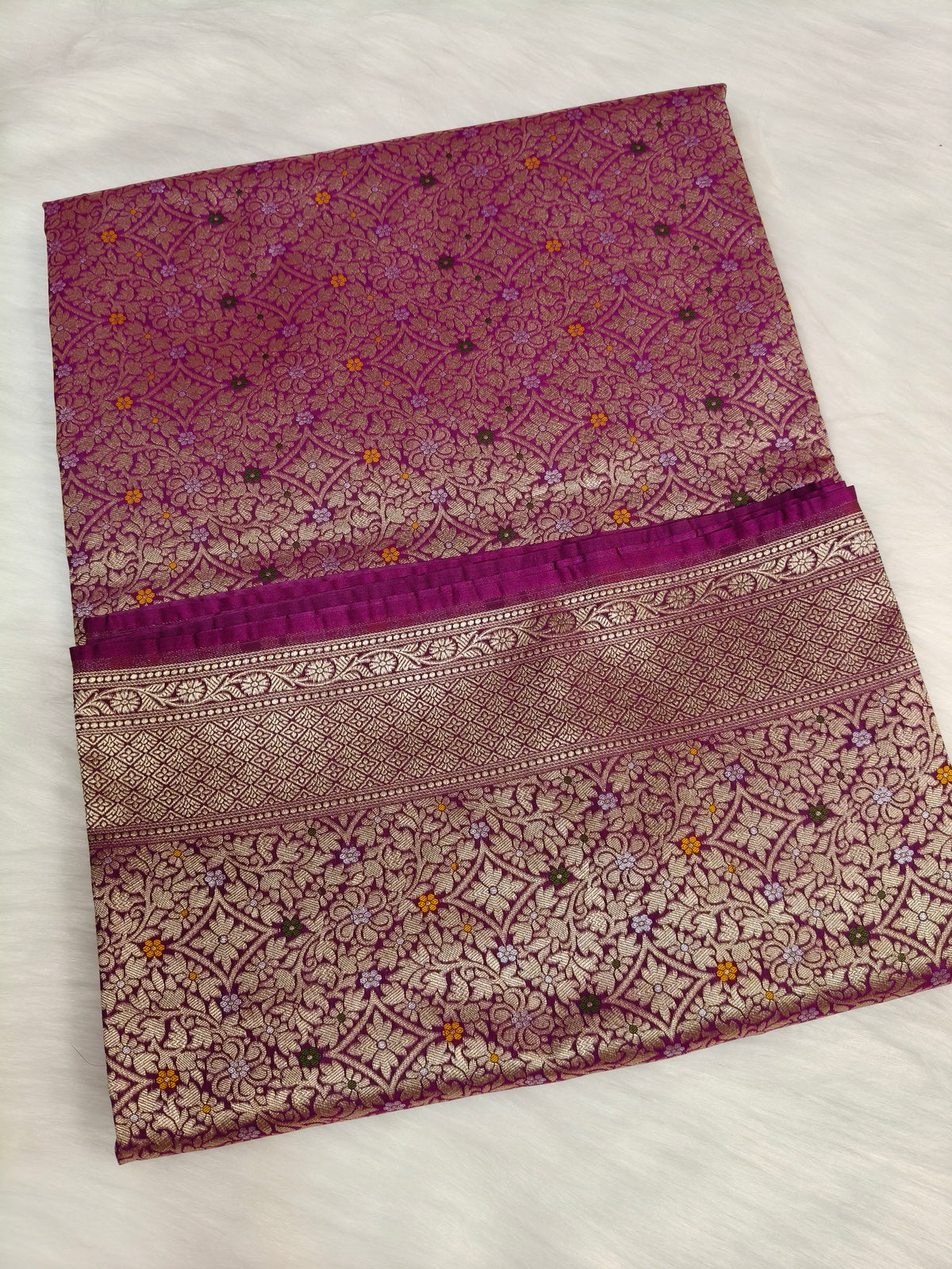 Banarasi Tanchhui Minakari Saree Wine Shade With Multi Color Mina BTS022