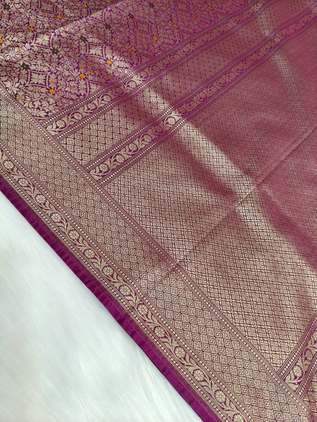 Banarasi Tanchhui Minakari Saree Wine Shade With Multi Color Mina BTS022