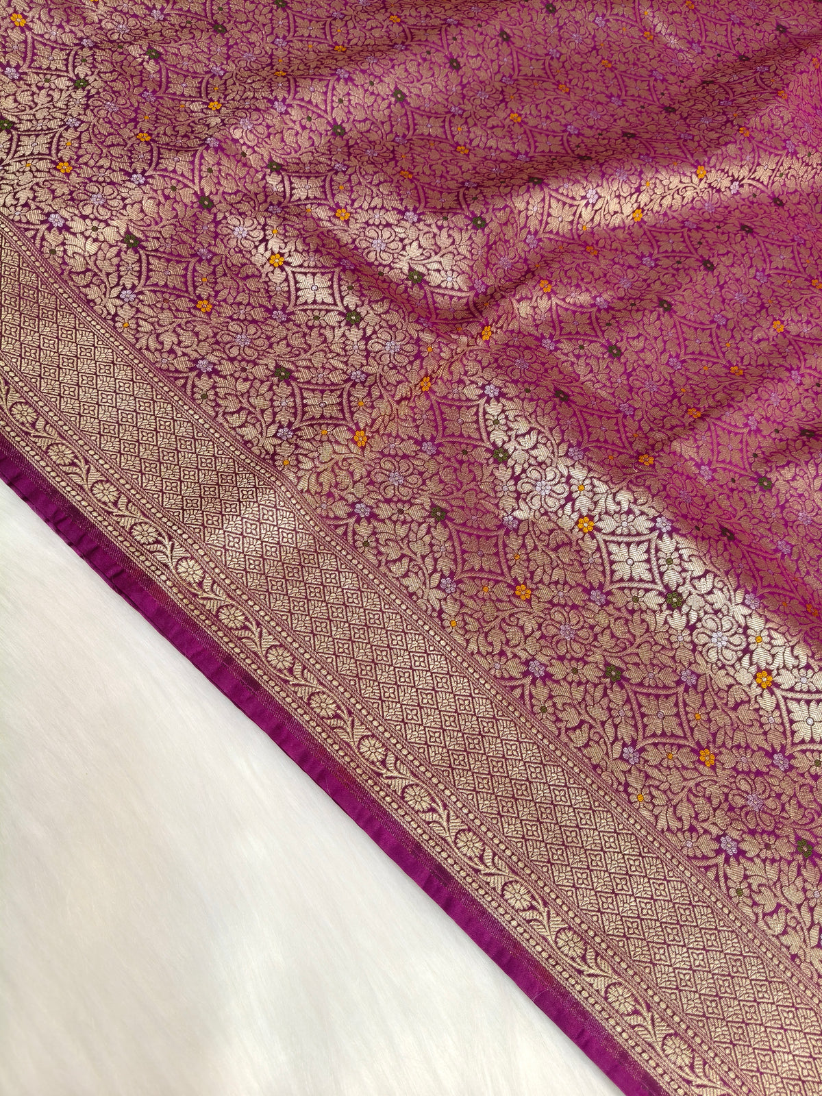 Banarasi Tanchhui Minakari Saree Wine Shade With Multi Color Mina BTS022