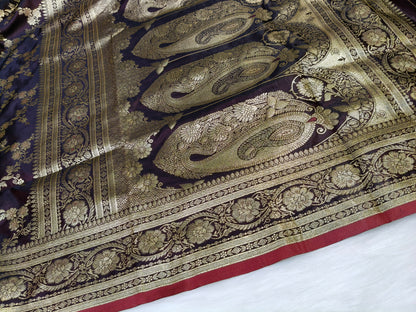 Satin Saree SS010 Garnet Color Shade Floral Jaal Pattern