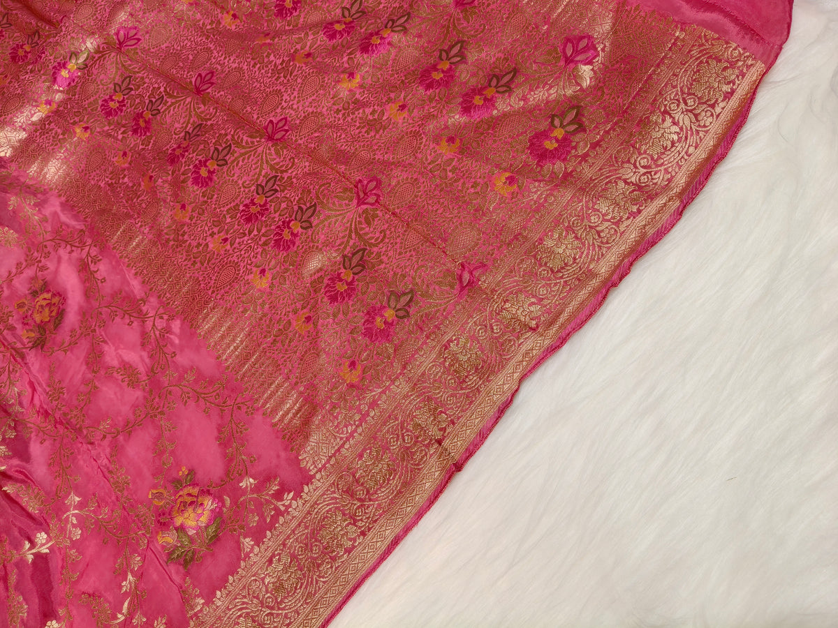 Crepe Banarasi Silk Saree Blush Pink Shade CBS008