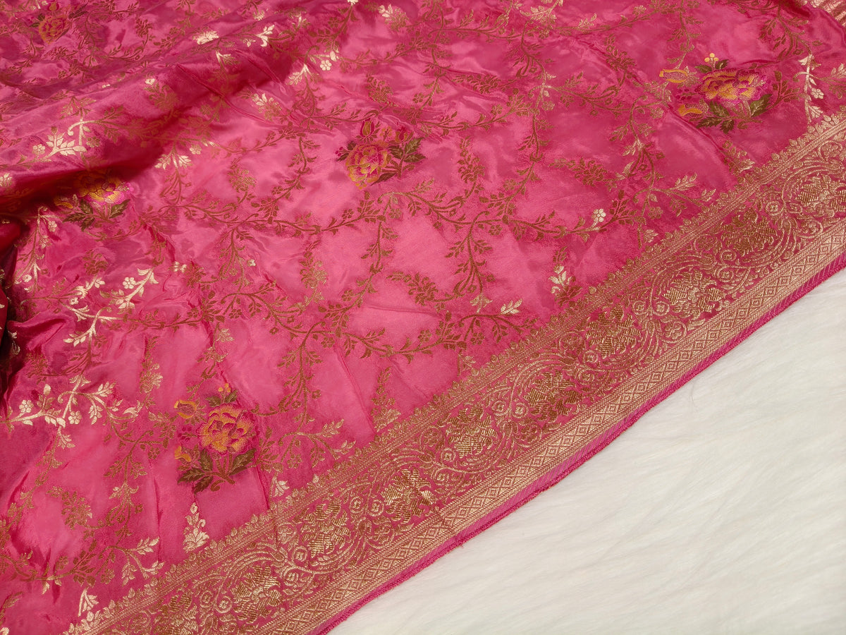 Crepe Banarasi Silk Saree Blush Pink Shade CBS008