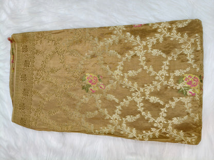 Crepe Banarasi Silk Saree Mustard Shade CBS010