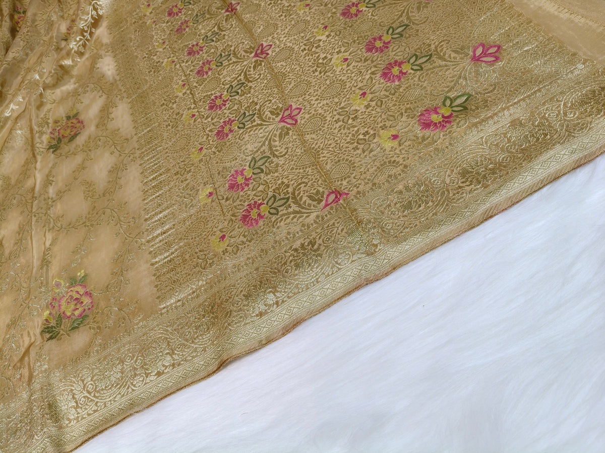 Crepe Banarasi Silk Saree Mustard Shade CBS010