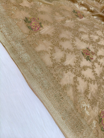 Crepe Banarasi Silk Saree Mustard Shade CBS010
