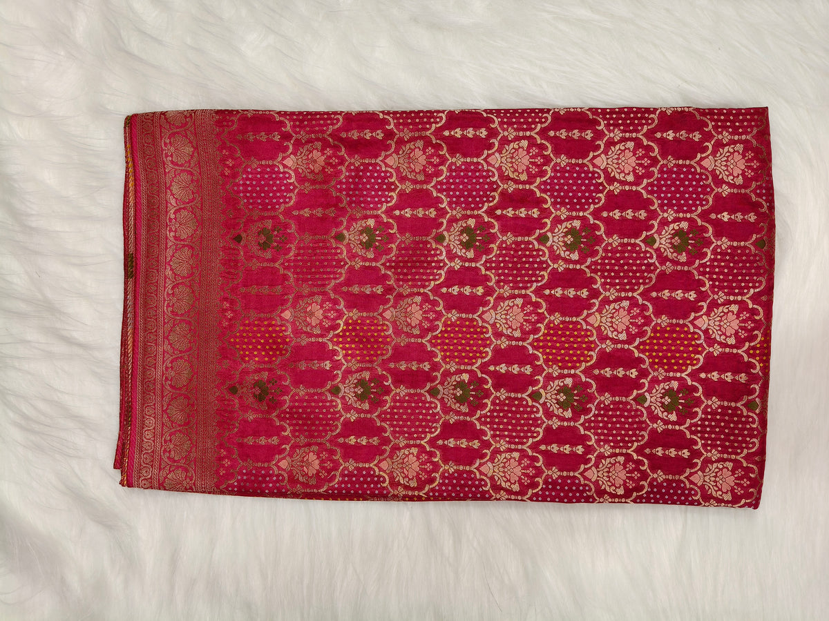 Crepe Banarasi Silk Saree Blush Baby Pink Shade CBS014