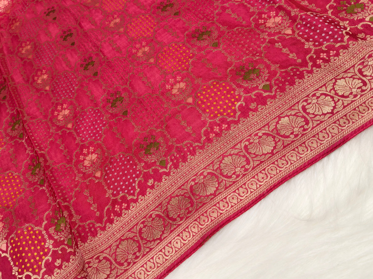 Crepe Banarasi Silk Saree Blush Baby Pink Shade CBS014
