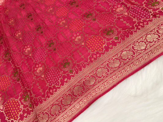 Crepe Banarasi Silk Saree Blush Baby Pink Shade CBS014