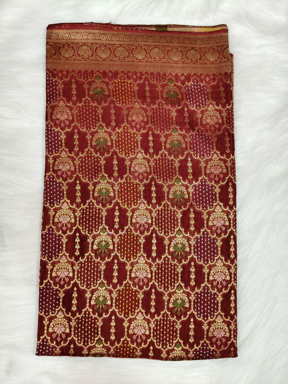 Crepe Banarasi Silk Saree Maroon Color Shade CBS015