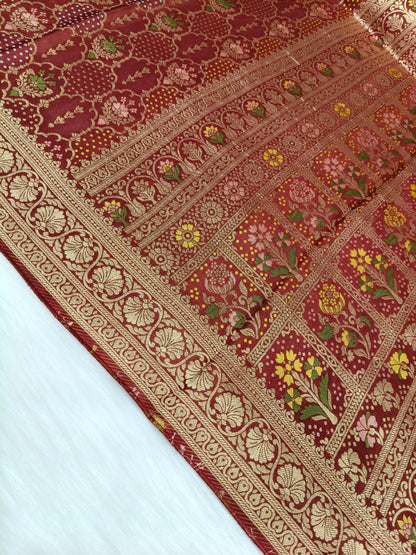Crepe Banarasi Silk Saree Maroon Color Shade CBS015