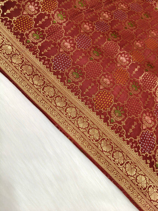 Crepe Banarasi Silk Saree Maroon Color Shade CBS015