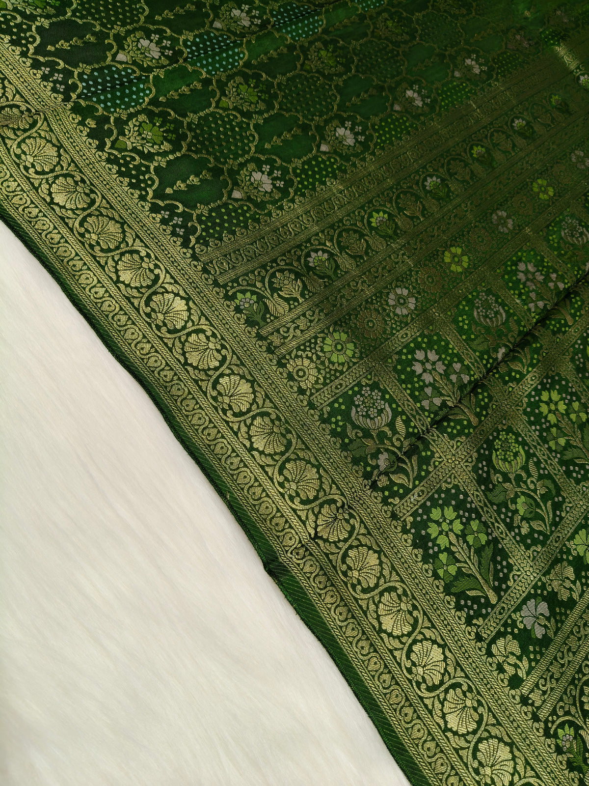 Crepe Banarasi Silk Saree Dark Mehandi Shade  CBS016