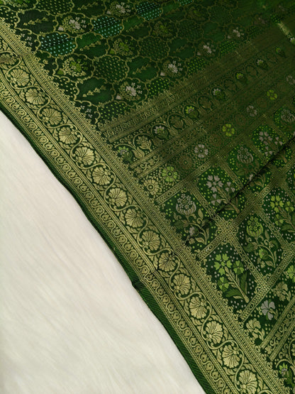 Crepe Banarasi Silk Saree Dark Mehandi Shade  CBS016