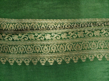 Crepe Banarasi Silk Saree Dark Mehandi Shade  CBS016