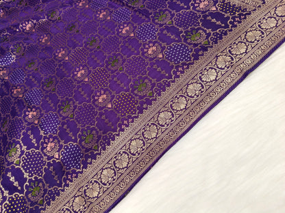 Crepe Banarasi Silk Saree Dark Majenta Shade CBS017