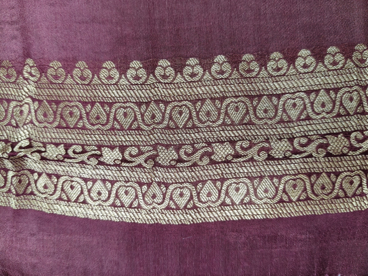 Crepe Banarasi Silk Saree Wine Color Shade CBS018