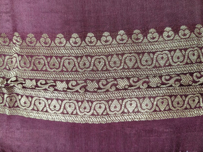 Crepe Banarasi Silk Saree Wine Color Shade CBS018