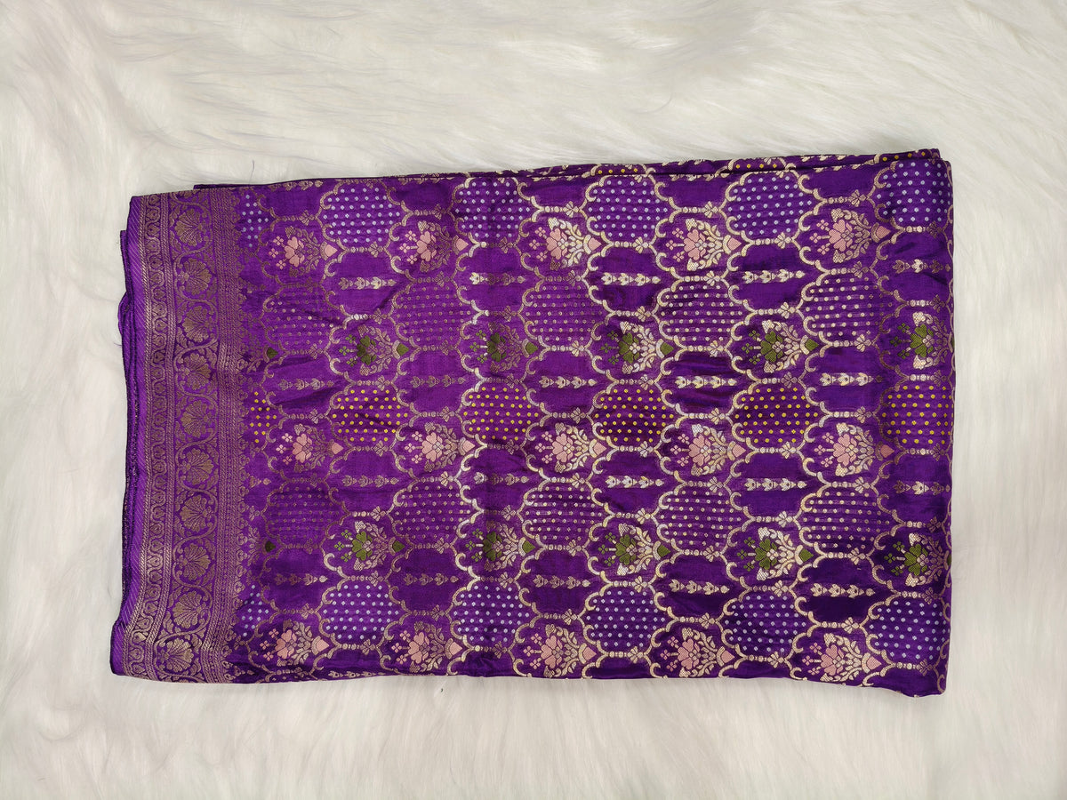 Crepe Banarasi Silk Saree Purple Shade CBS019