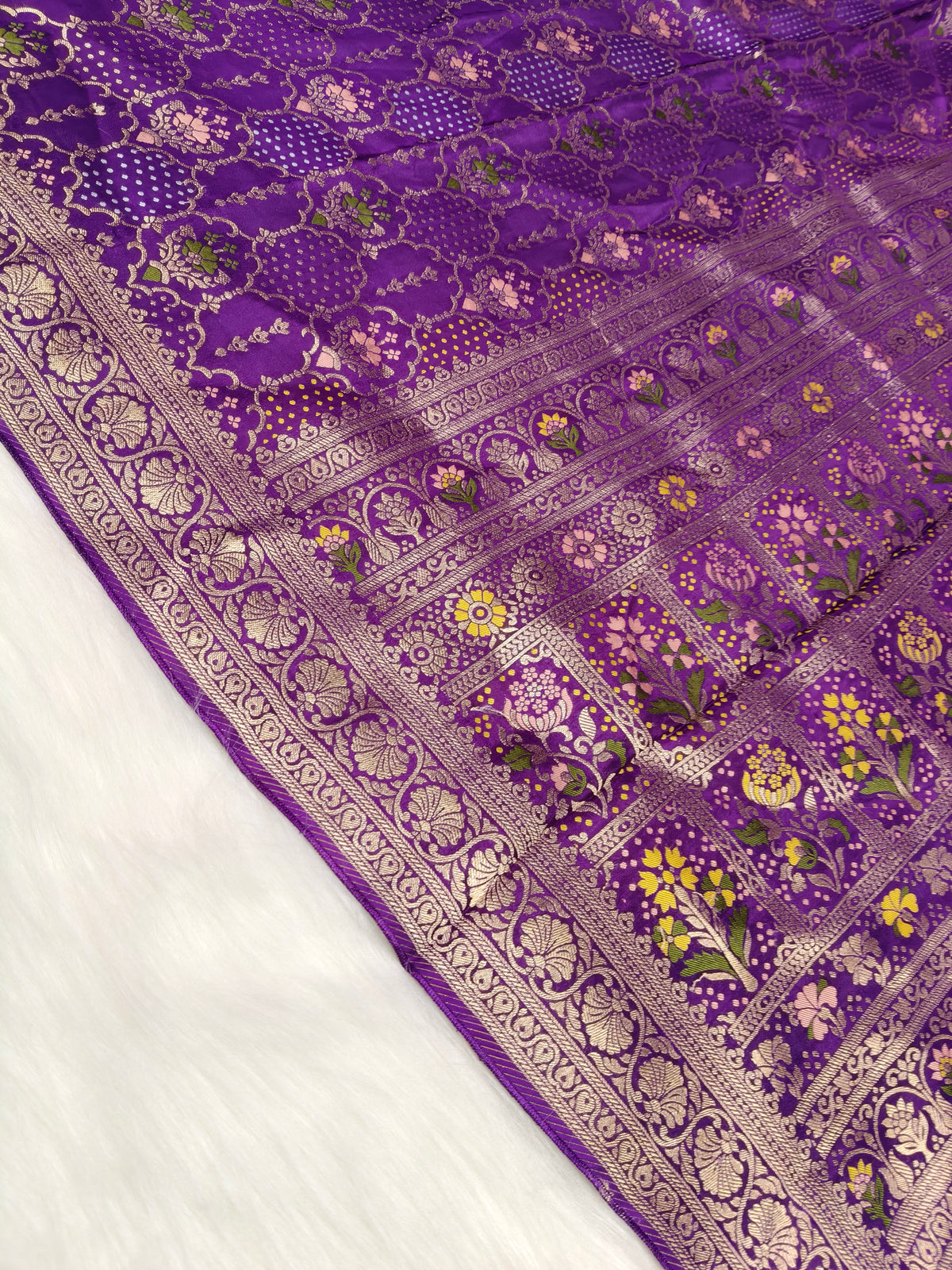 Crepe Banarasi Silk Saree Purple Shade CBS019