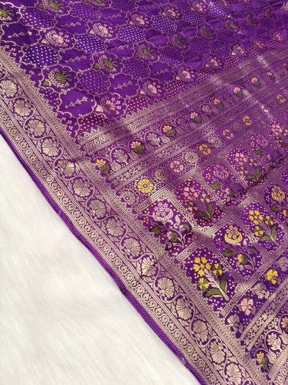 Crepe Banarasi Silk Saree Purple Shade CBS019