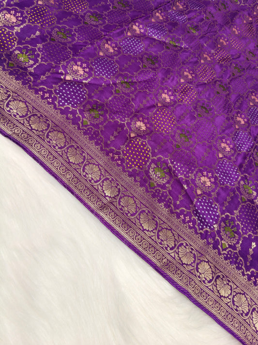 Crepe Banarasi Silk Saree Purple Shade CBS019