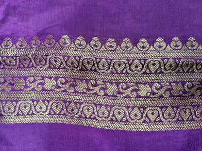 Crepe Banarasi Silk Saree Purple Shade CBS019