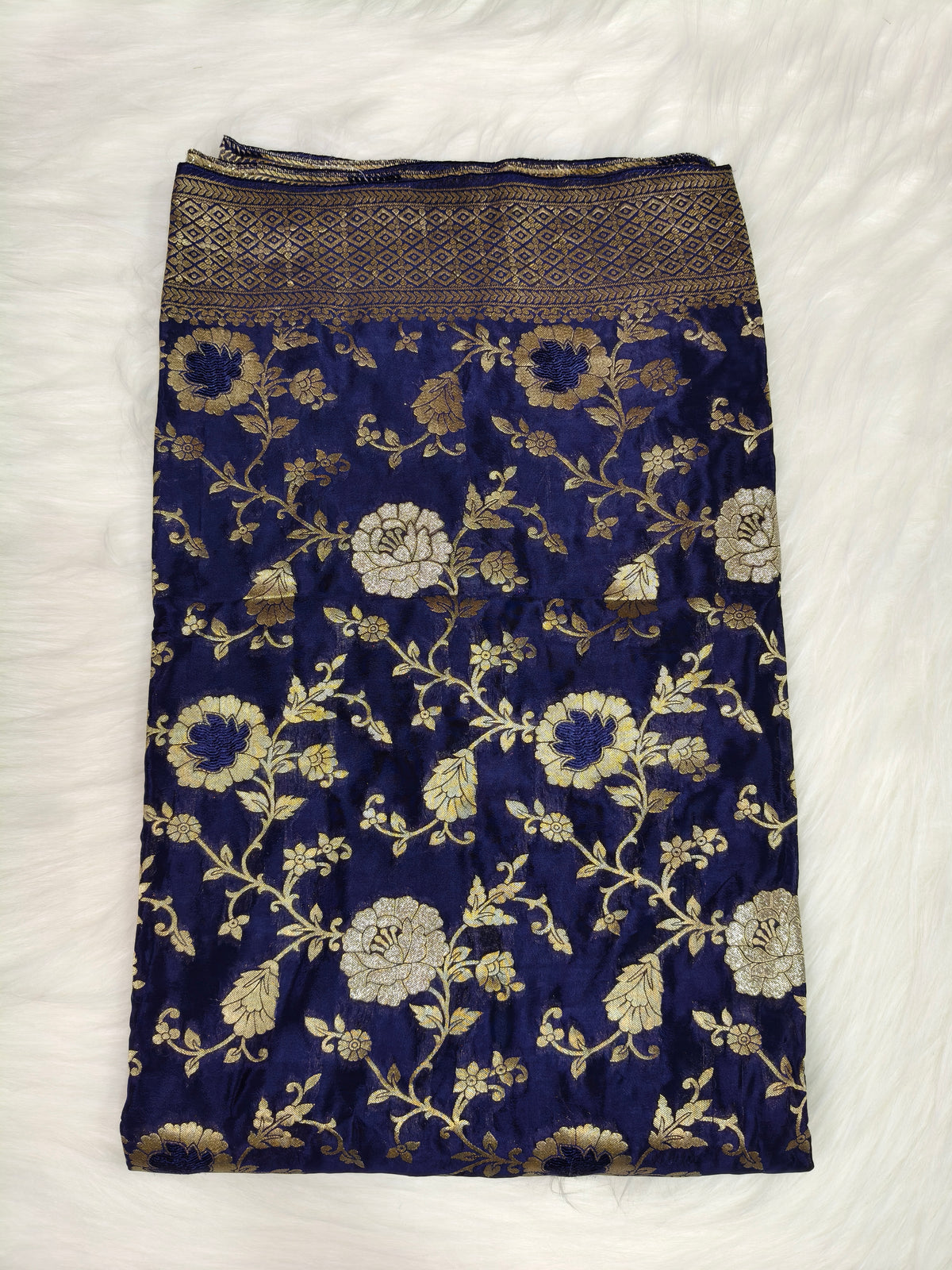 Crepe Banarasi Silk Saree Navy Blue Shade CBS020