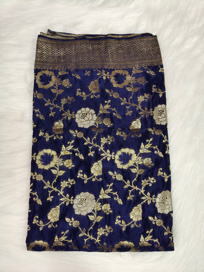 Crepe Banarasi Silk Saree Navy Blue Shade CBS020