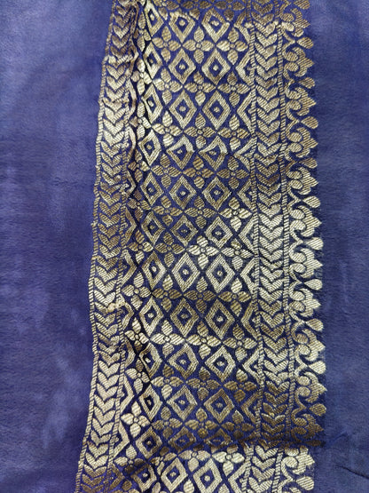 Crepe Banarasi Silk Saree Navy Blue Shade CBS020