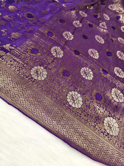 Crepe Banarasi Silk Saree Dark Majenta Shade With Mina Work CBS021