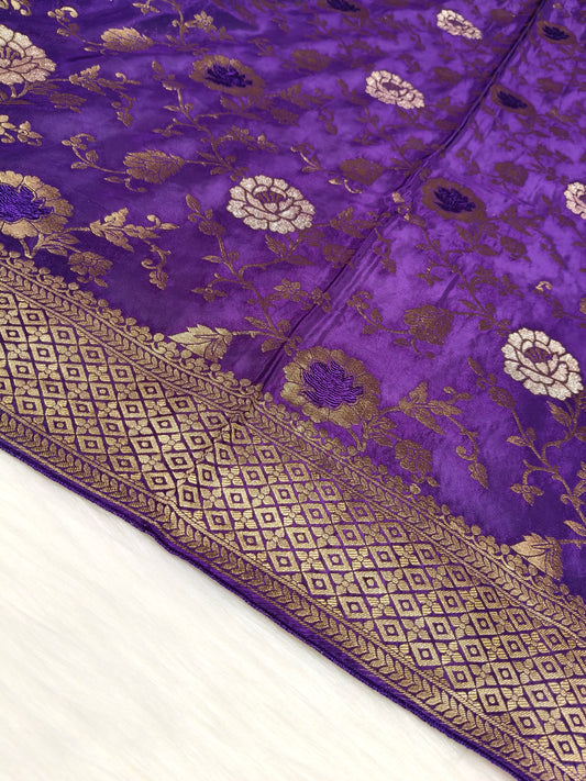 Crepe Banarasi Silk Saree Dark Majenta Shade With Mina Work CBS021