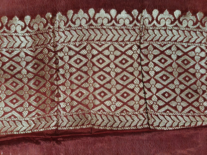 Crepe Banarasi Silk Saree Maroon Shade With Minakari CBS022
