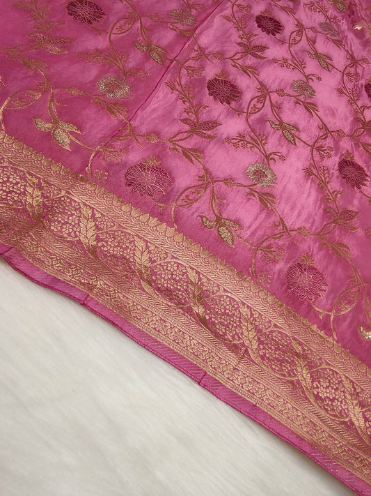 Crepe Banarasi Silk Saree Baby Pink Shade CBS004