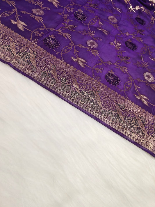 Crepe Banarasi Silk Saree Dark Purple Shade CBS005