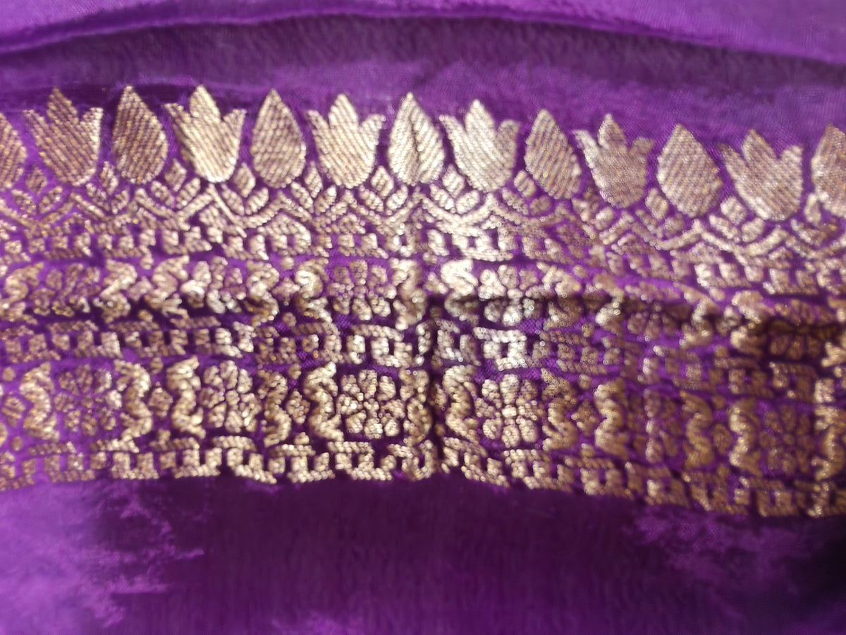 Crepe Banarasi Silk Saree Deep Purple Shade CBS007