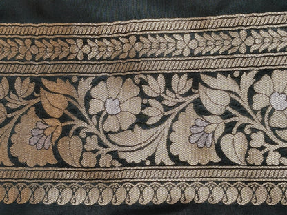Banarasi Silk Brocade Saree Bottle Green Shade With Multi Color Mina BTS026