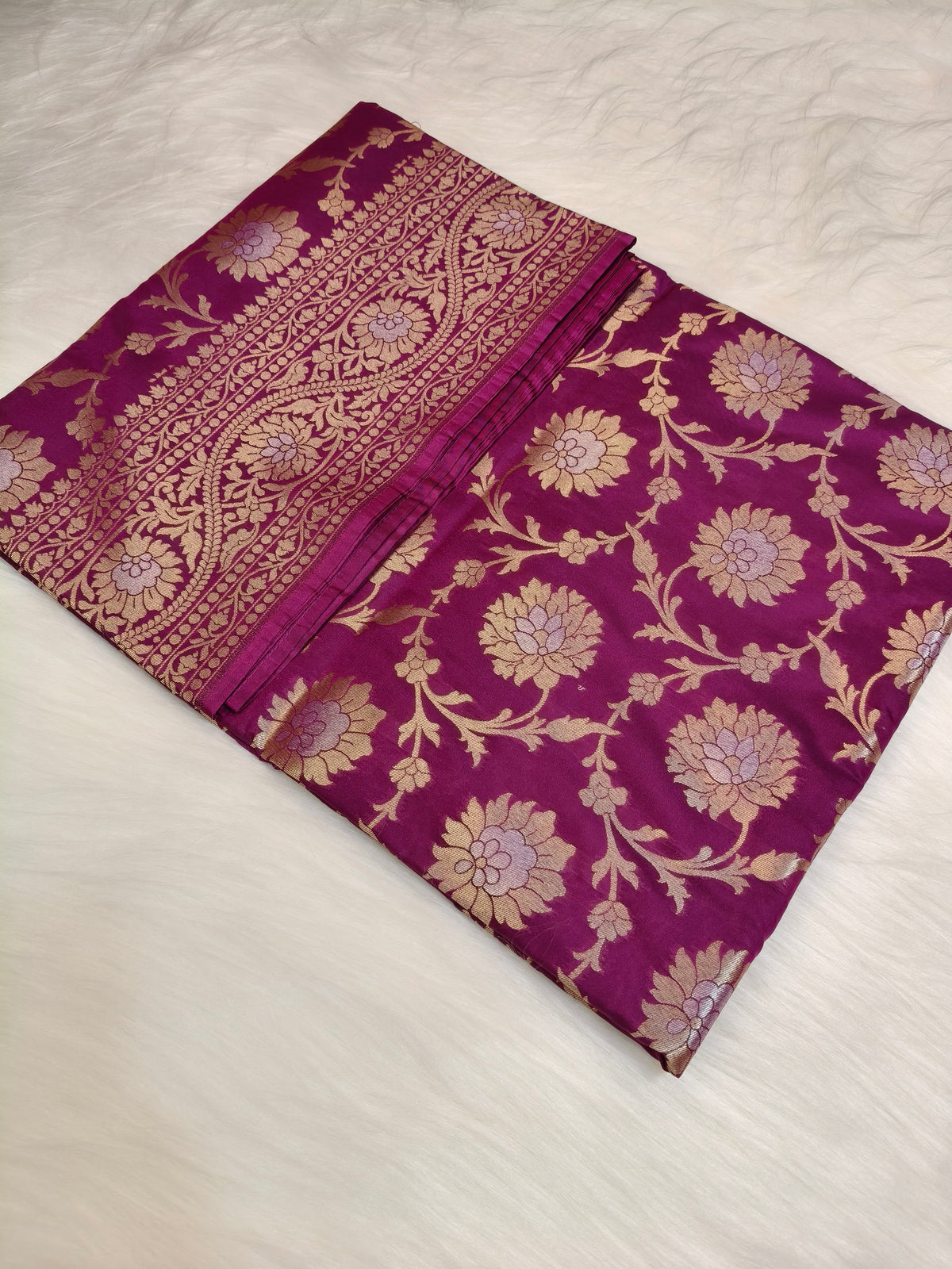 Banarasi Silk Cutwork Saree Purple Shade With Silver Color Mina BCS009