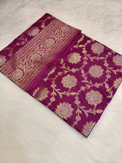 Banarasi Silk Cutwork Saree Purple Shade With Silver Color Mina BCS009