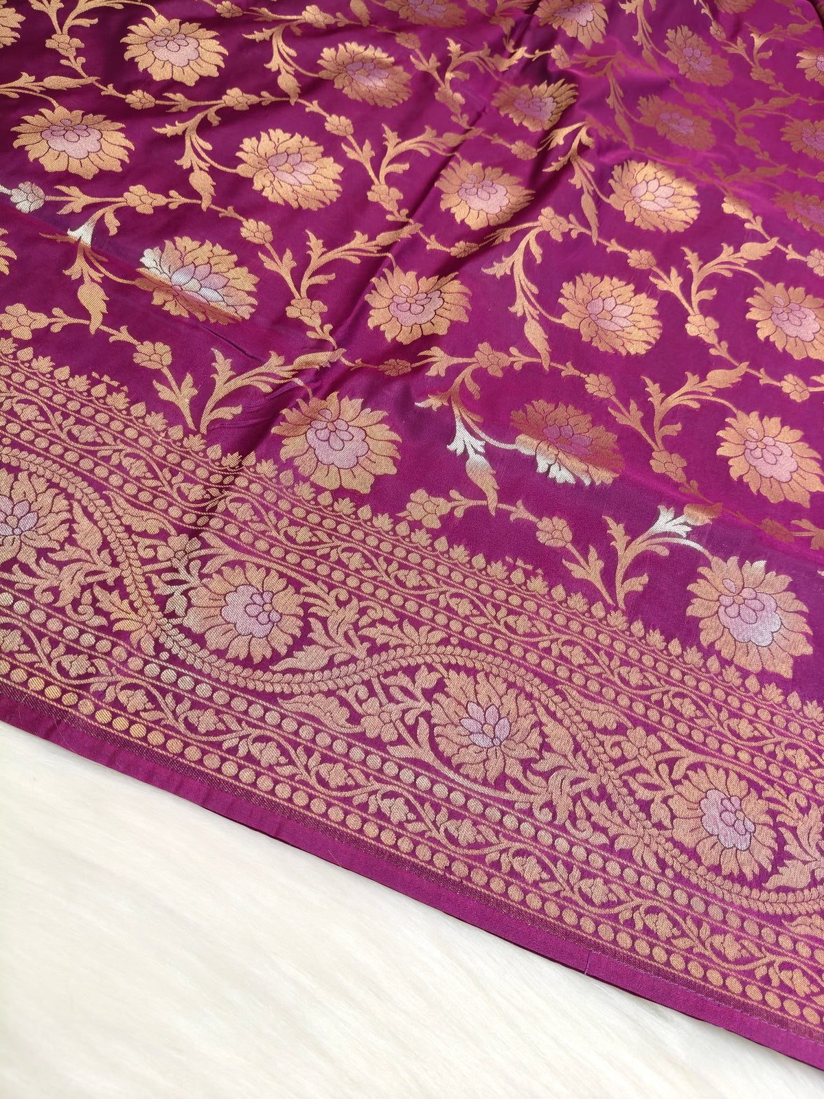 Banarasi Silk Cutwork Saree Purple Shade With Silver Color Mina BCS009