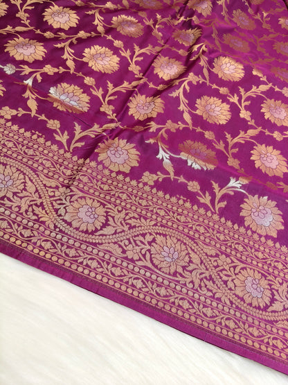 Banarasi Silk Cutwork Saree Purple Shade With Silver Color Mina BCS009
