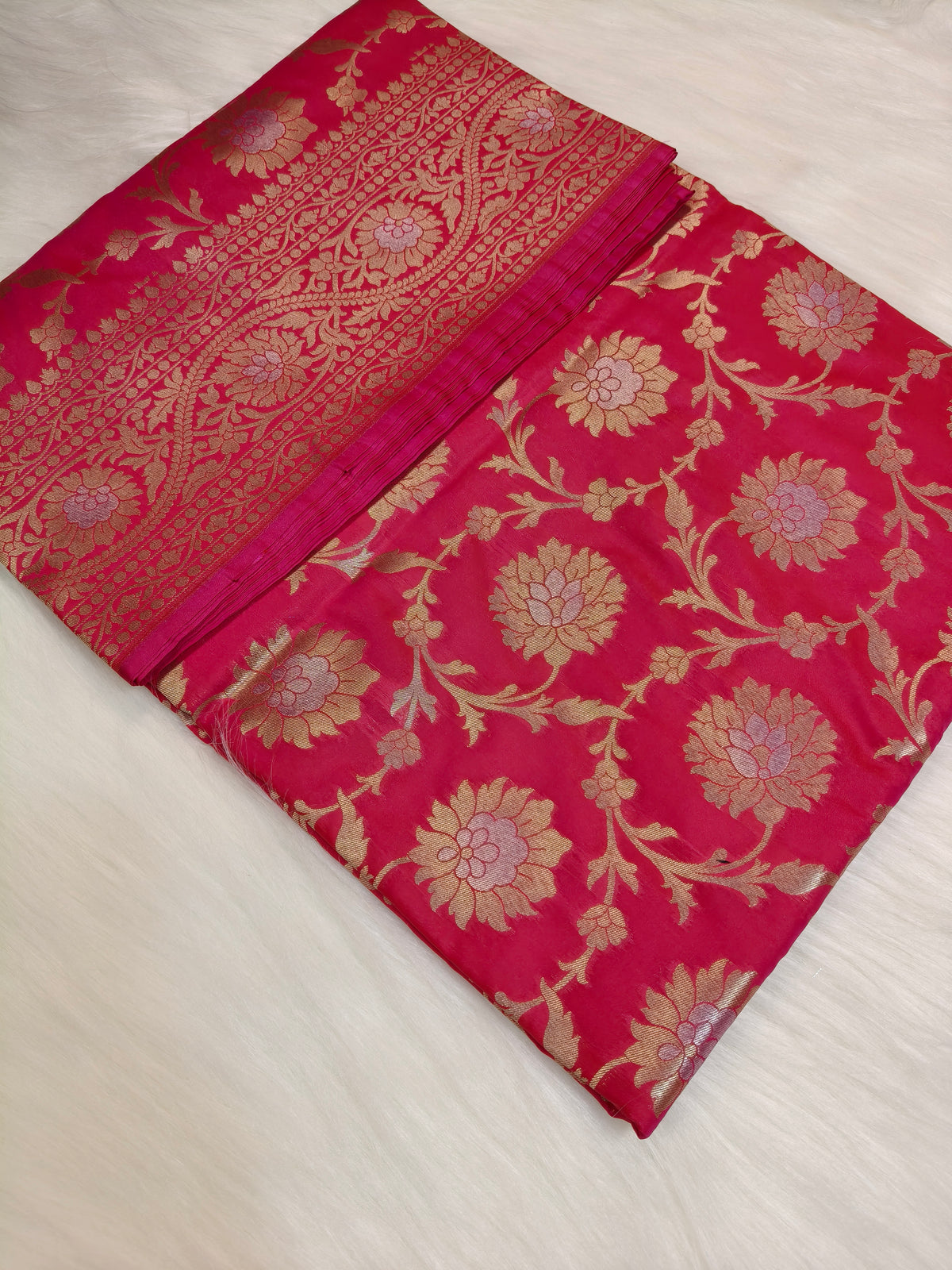 Banarasi Silk Cutwork Jaal Saree Red Rani Shade With Silver Color Mina BCS011