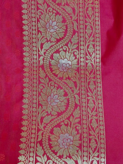 Banarasi Silk Cutwork Jaal Saree Red Rani Shade With Silver Color Mina BCS011