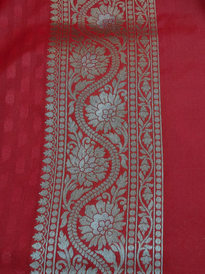 Banarasi Silk Cutwork Jaal Saree Red Shade With Silver Color Mina BCS012