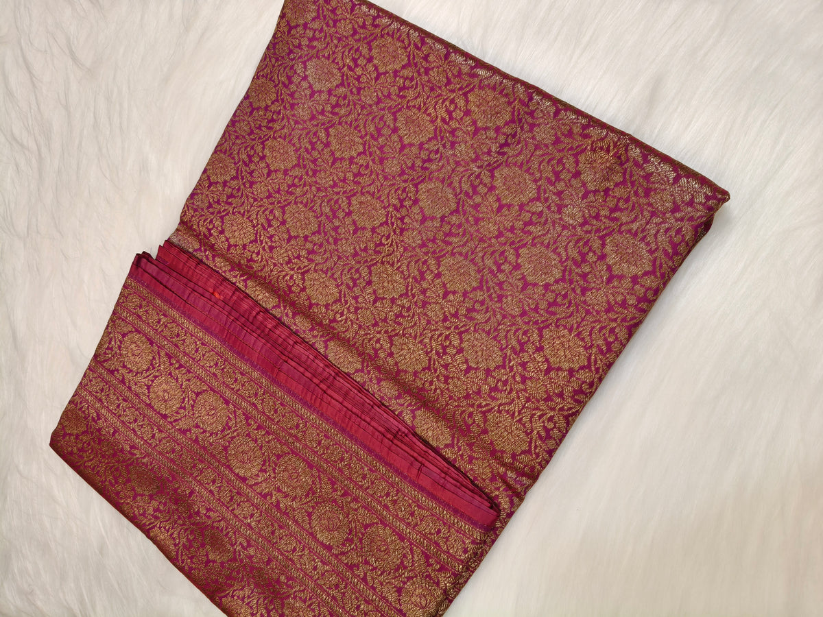 Banarasi Silk Brocade Antique Zari Saree purple Shade AZ012
