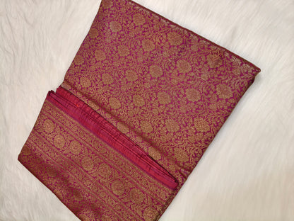 Banarasi Silk Brocade Antique Zari Saree purple Shade AZ012